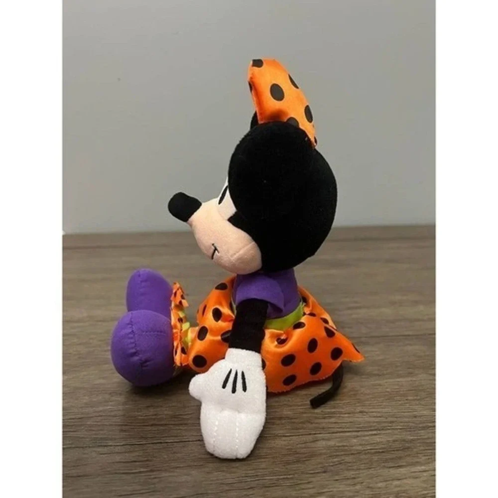 Disney Minnie Mouse Halloween Plush with Orange Purple Black Polka Dots 10